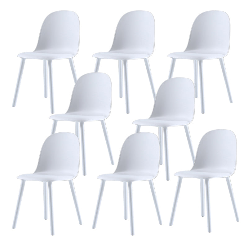 Home Contemporary Side Chair Solid Back Plastic Armless Dining Room Chair White Plastic Set of 8 Clearhalo ' kitchen&dining_furn' 'Dining Chairs' 'Dining Tables & Seating' 'dining_chair' 'Furniture' 'furniture_dining_chair' 'Kitchen & Dining Furniture' 'kitchen' 3454264