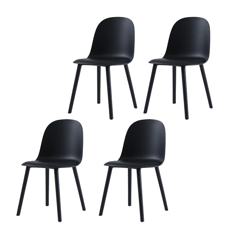 Home Contemporary Side Chair Solid Back Plastic Armless Dining Room Chair Black Plastic Set of 4 Clearhalo ' kitchen&dining_furn' 'Dining Chairs' 'Dining Tables & Seating' 'dining_chair' 'Furniture' 'furniture_dining_chair' 'Kitchen & Dining Furniture' 'kitchen' 3454265