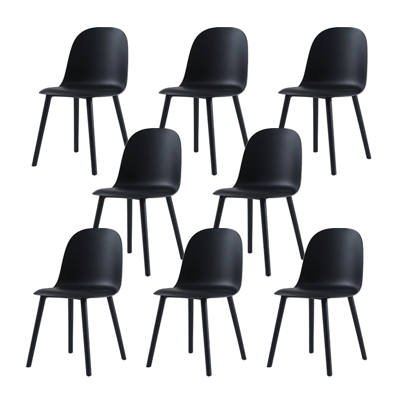 Home Contemporary Side Chair Solid Back Plastic Armless Dining Room Chair Black Plastic Set of 8 Clearhalo ' kitchen&dining_furn' 'Dining Chairs' 'Dining Tables & Seating' 'dining_chair' 'Furniture' 'furniture_dining_chair' 'Kitchen & Dining Furniture' 'kitchen' 3454266