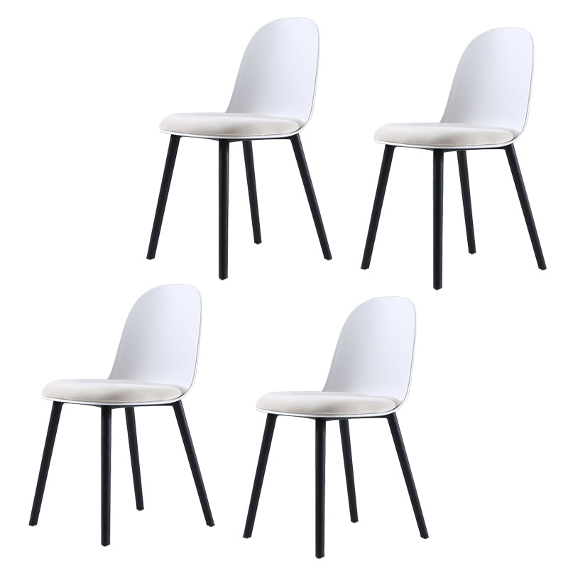 Home Contemporary Side Chair Solid Back Plastic Armless Dining Room Chair Black White Upholstered Set of 4 Clearhalo ' kitchen&dining_furn' 'Dining Chairs' 'Dining Tables & Seating' 'dining_chair' 'Furniture' 'furniture_dining_chair' 'Kitchen & Dining Furniture' 'kitchen' 3454267