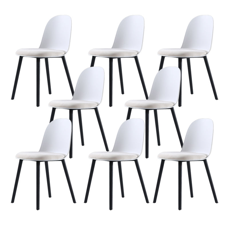 Home Contemporary Side Chair Solid Back Plastic Armless Dining Room Chair Black White Upholstered Set of 8 Clearhalo ' kitchen&dining_furn' 'Dining Chairs' 'Dining Tables & Seating' 'dining_chair' 'Furniture' 'furniture_dining_chair' 'Kitchen & Dining Furniture' 'kitchen' 3454268