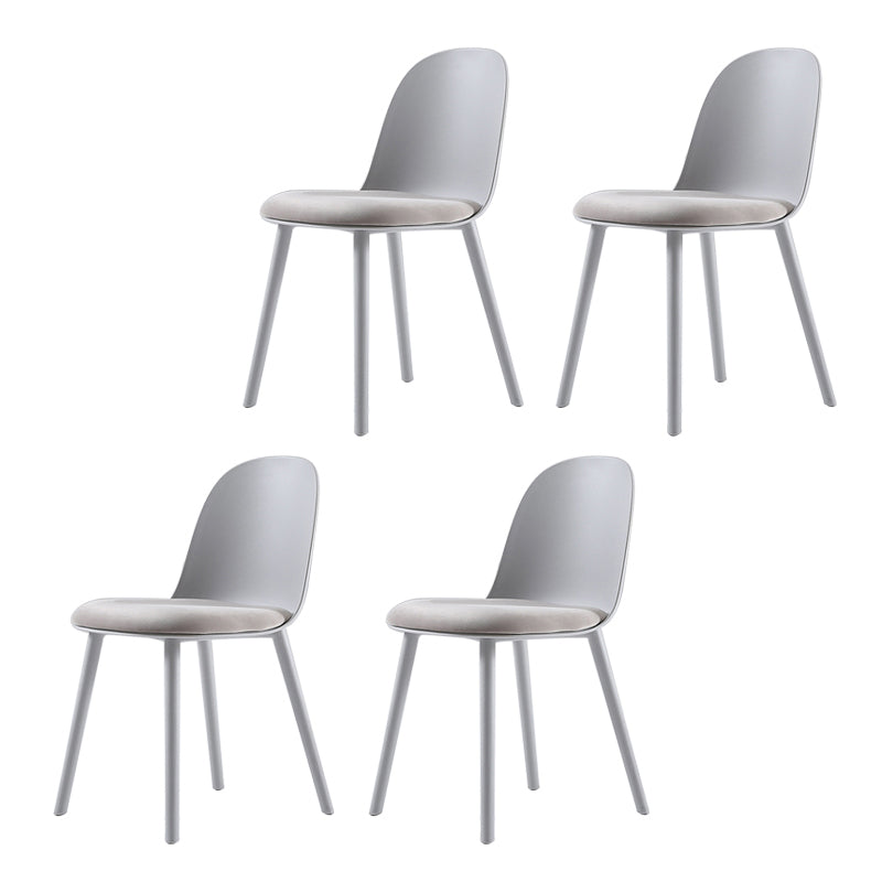 Home Contemporary Side Chair Solid Back Plastic Armless Dining Room Chair Light Gray Upholstered Set of 4 Clearhalo ' kitchen&dining_furn' 'Dining Chairs' 'Dining Tables & Seating' 'dining_chair' 'Furniture' 'furniture_dining_chair' 'Kitchen & Dining Furniture' 'kitchen' 3454271