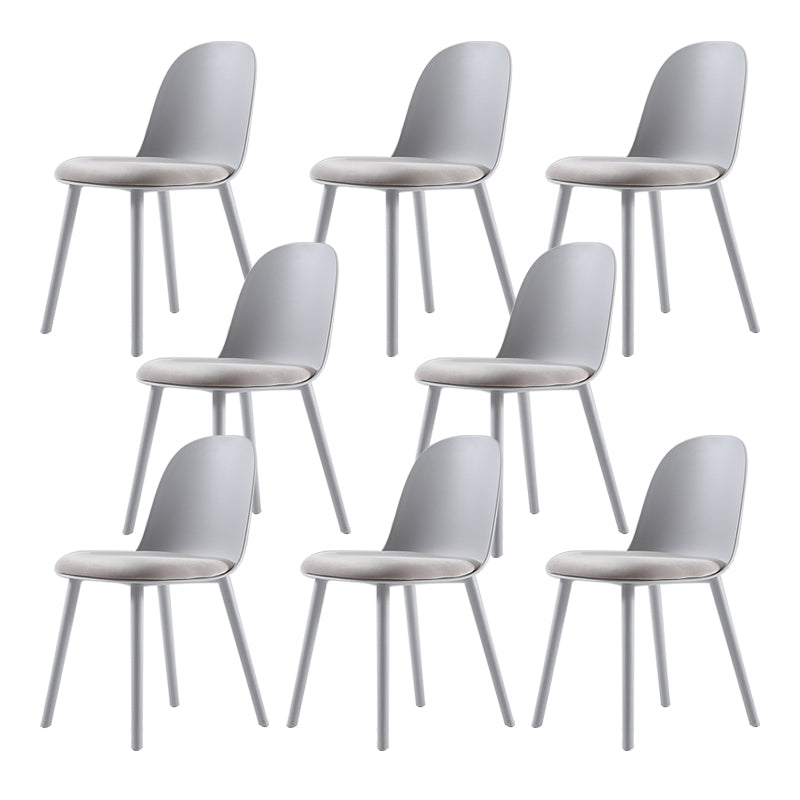 Home Contemporary Side Chair Solid Back Plastic Armless Dining Room Chair Light Gray Upholstered Set of 8 Clearhalo ' kitchen&dining_furn' 'Dining Chairs' 'Dining Tables & Seating' 'dining_chair' 'Furniture' 'furniture_dining_chair' 'Kitchen & Dining Furniture' 'kitchen' 3454272