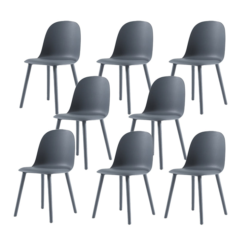 Home Contemporary Side Chair Solid Back Plastic Armless Dining Room Chair Dark Gray Plastic Set of 8 Clearhalo ' kitchen&dining_furn' 'Dining Chairs' 'Dining Tables & Seating' 'dining_chair' 'Furniture' 'furniture_dining_chair' 'Kitchen & Dining Furniture' 'kitchen' 3454274