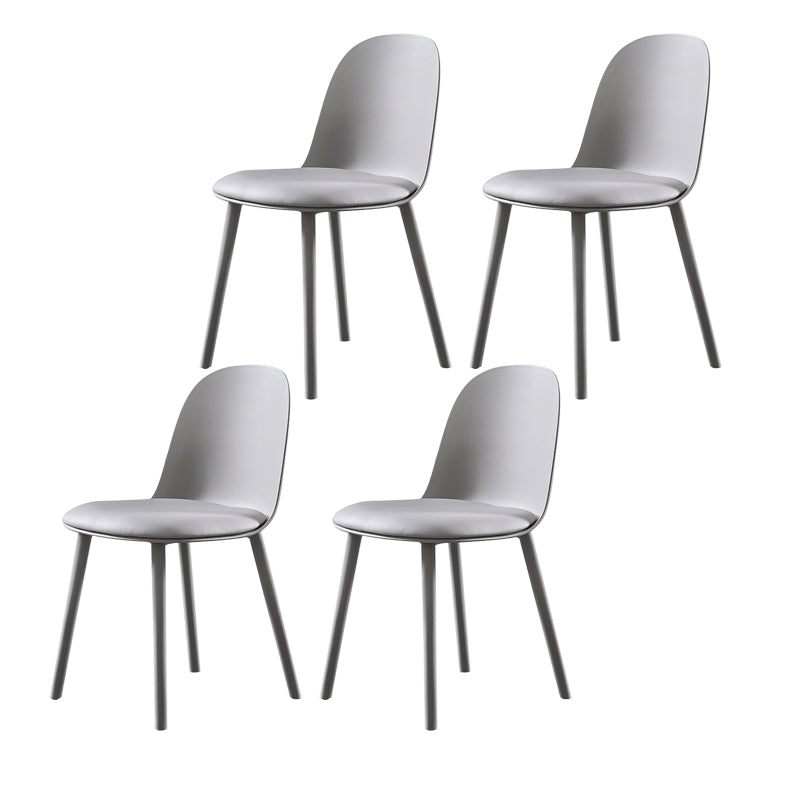 Home Contemporary Side Chair Solid Back Plastic Armless Dining Room Chair Grey Upholstered Set of 4 Clearhalo ' kitchen&dining_furn' 'Dining Chairs' 'Dining Tables & Seating' 'dining_chair' 'Furniture' 'furniture_dining_chair' 'Kitchen & Dining Furniture' 'kitchen' 3454275