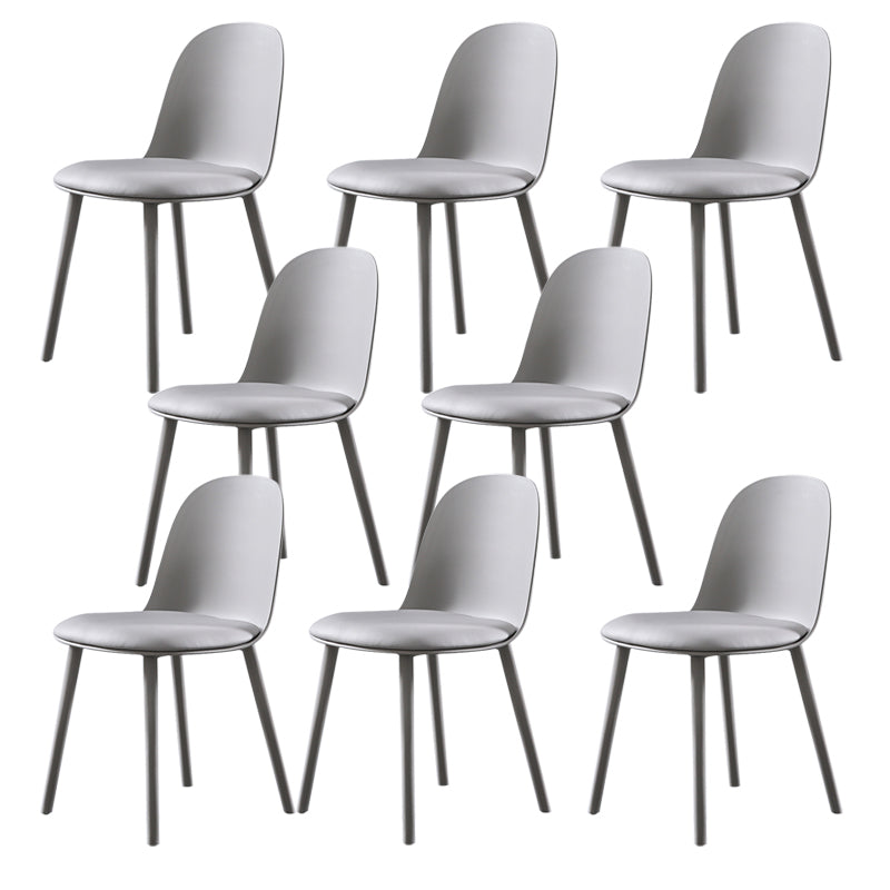 Home Contemporary Side Chair Solid Back Plastic Armless Dining Room Chair Grey Upholstered Set of 8 Clearhalo ' kitchen&dining_furn' 'Dining Chairs' 'Dining Tables & Seating' 'dining_chair' 'Furniture' 'furniture_dining_chair' 'Kitchen & Dining Furniture' 'kitchen' 3454276