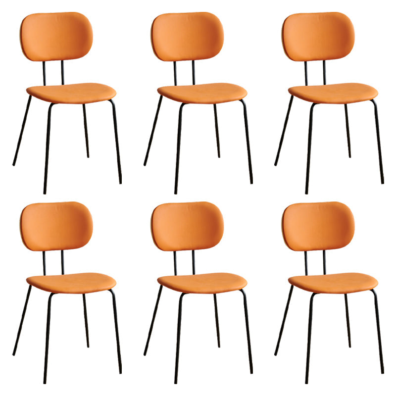 Industrial Style Matte Finish Metal Side Chair Open Back Dining Side Chair Orange Black Set of 6 Clearhalo ' kitchen&dining_furn' 'Dining Chairs' 'Dining Tables & Seating' 'dining_chair' 'Furniture' 'furniture_dining_chair' 'Kitchen & Dining Furniture' 'kitchen' 3454342