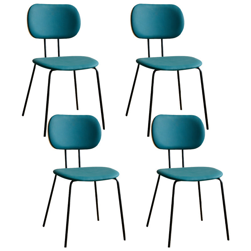 Industrial Style Matte Finish Metal Side Chair Open Back Dining Side Chair Blue Black Set of 4 Clearhalo ' kitchen&dining_furn' 'Dining Chairs' 'Dining Tables & Seating' 'dining_chair' 'Furniture' 'furniture_dining_chair' 'Kitchen & Dining Furniture' 'kitchen' 3454345