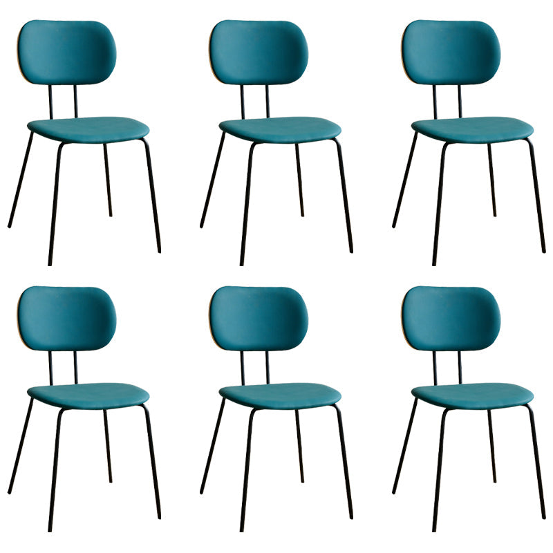 Industrial Style Matte Finish Metal Side Chair Open Back Dining Side Chair Blue Black Set of 6 Clearhalo ' kitchen&dining_furn' 'Dining Chairs' 'Dining Tables & Seating' 'dining_chair' 'Furniture' 'furniture_dining_chair' 'Kitchen & Dining Furniture' 'kitchen' 3454346