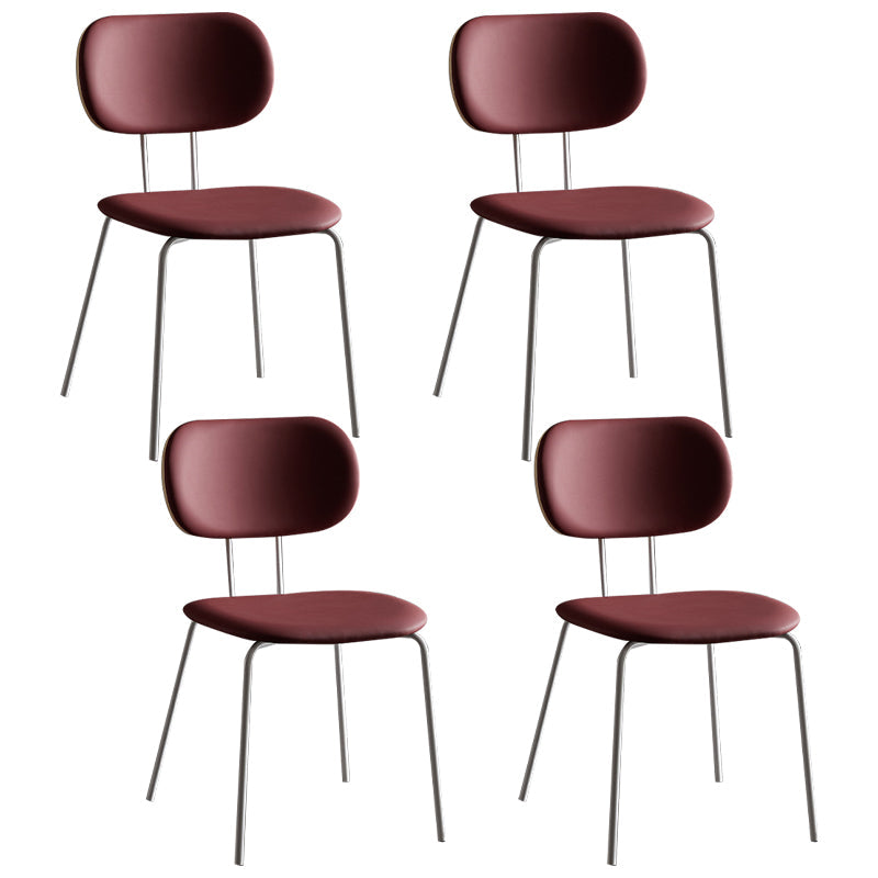 Industrial Style Matte Finish Metal Side Chair Open Back Dining Side Chair Red White Set of 4 Clearhalo ' kitchen&dining_furn' 'Dining Chairs' 'Dining Tables & Seating' 'dining_chair' 'Furniture' 'furniture_dining_chair' 'Kitchen & Dining Furniture' 'kitchen' 3454354