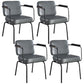 Industrial Leather Square Dining Chair Parsons Arm Chairs for Home Use Grey Set of 4 Clearhalo ' kitchen&dining_furn' 'Dining Chairs' 'Dining Tables & Seating' 'dining_chair' 'Furniture' 'furniture_dining_chair' 'Kitchen & Dining Furniture' 'kitchen' 3454377