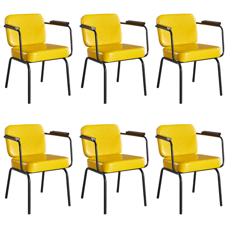 Industrial Leather Square Dining Chair Parsons Arm Chairs for Home Use Yellow Set of 6 Clearhalo ' kitchen&dining_furn' 'Dining Chairs' 'Dining Tables & Seating' 'dining_chair' 'Furniture' 'furniture_dining_chair' 'Kitchen & Dining Furniture' 'kitchen' 3454390