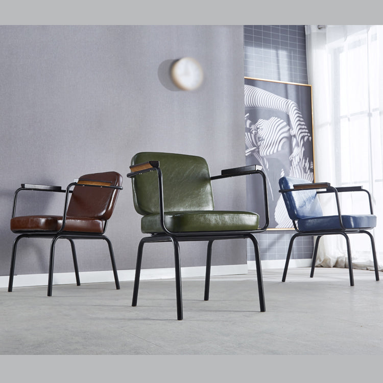 Industrial Leather Square Dining Chair Parsons Arm Chairs for Home Use Clearhalo ' kitchen&dining_furn' 'Dining Chairs' 'Dining Tables & Seating' 'dining_chair' 'Furniture' 'furniture_dining_chair' 'Kitchen & Dining Furniture' 'kitchen' 3454391