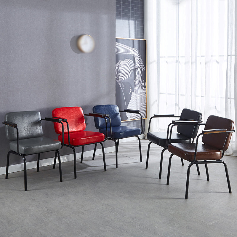 Industrial Leather Square Dining Chair Parsons Arm Chairs for Home Use Clearhalo ' kitchen&dining_furn' 'Dining Chairs' 'Dining Tables & Seating' 'dining_chair' 'Furniture' 'furniture_dining_chair' 'Kitchen & Dining Furniture' 'kitchen' 3454392