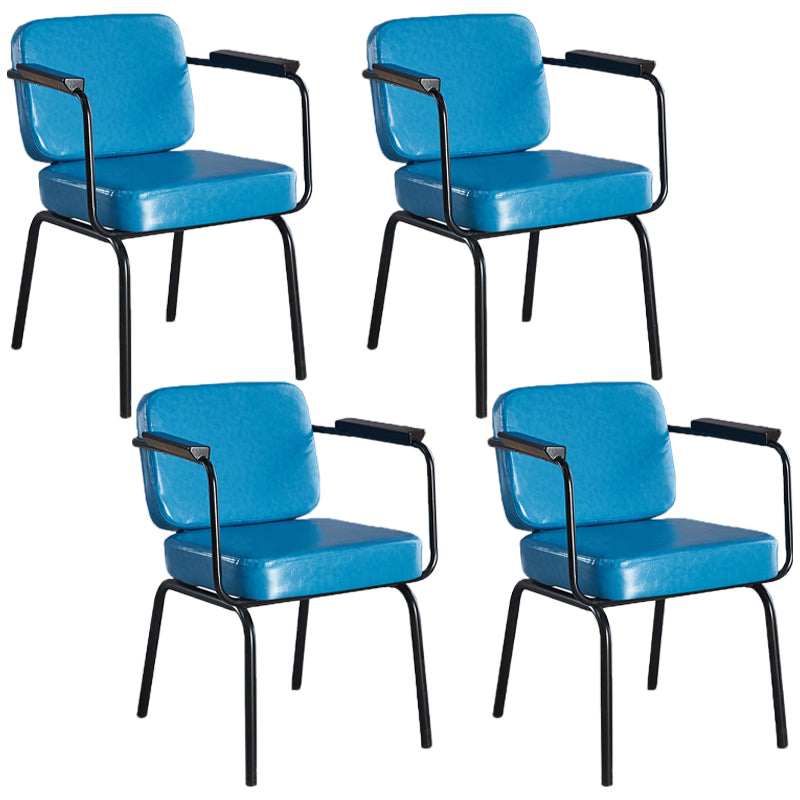 Industrial Leather Square Dining Chair Parsons Arm Chairs for Home Use Sky Blue Set of 4 Clearhalo ' kitchen&dining_furn' 'Dining Chairs' 'Dining Tables & Seating' 'dining_chair' 'Furniture' 'furniture_dining_chair' 'Kitchen & Dining Furniture' 'kitchen' 3454394