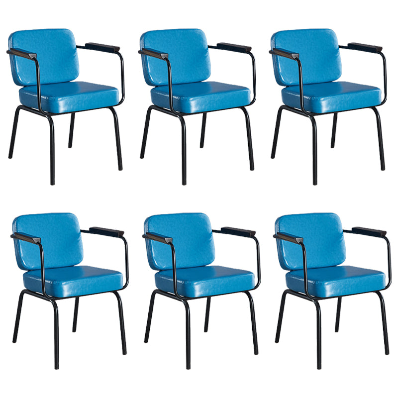 Industrial Leather Square Dining Chair Parsons Arm Chairs for Home Use Sky Blue Set of 6 Clearhalo ' kitchen&dining_furn' 'Dining Chairs' 'Dining Tables & Seating' 'dining_chair' 'Furniture' 'furniture_dining_chair' 'Kitchen & Dining Furniture' 'kitchen' 3454395