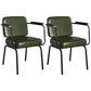 Industrial Leather Square Dining Chair Parsons Arm Chairs for Home Use Dark Army Green Set of 2 Clearhalo ' kitchen&dining_furn' 'Dining Chairs' 'Dining Tables & Seating' 'dining_chair' 'Furniture' 'furniture_dining_chair' 'Kitchen & Dining Furniture' 'kitchen' 3454396