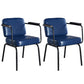 Industrial Leather Square Dining Chair Parsons Arm Chairs for Home Use Dark Blue Set of 2 Clearhalo ' kitchen&dining_furn' 'Dining Chairs' 'Dining Tables & Seating' 'dining_chair' 'Furniture' 'furniture_dining_chair' 'Kitchen & Dining Furniture' 'kitchen' 3454399