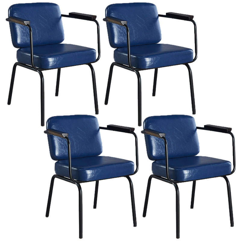 Industrial Leather Square Dining Chair Parsons Arm Chairs for Home Use Dark Blue Set of 4 Clearhalo ' kitchen&dining_furn' 'Dining Chairs' 'Dining Tables & Seating' 'dining_chair' 'Furniture' 'furniture_dining_chair' 'Kitchen & Dining Furniture' 'kitchen' 3454400
