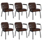Industrial Leather Square Dining Chair Parsons Arm Chairs for Home Use Dark Brown Set of 6 Clearhalo ' kitchen&dining_furn' 'Dining Chairs' 'Dining Tables & Seating' 'dining_chair' 'Furniture' 'furniture_dining_chair' 'Kitchen & Dining Furniture' 'kitchen' 3454404