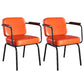 Industrial Leather Square Dining Chair Parsons Arm Chairs for Home Use Orange Set of 2 Clearhalo ' kitchen&dining_furn' 'Dining Chairs' 'Dining Tables & Seating' 'dining_chair' 'Furniture' 'furniture_dining_chair' 'Kitchen & Dining Furniture' 'kitchen' 3454405