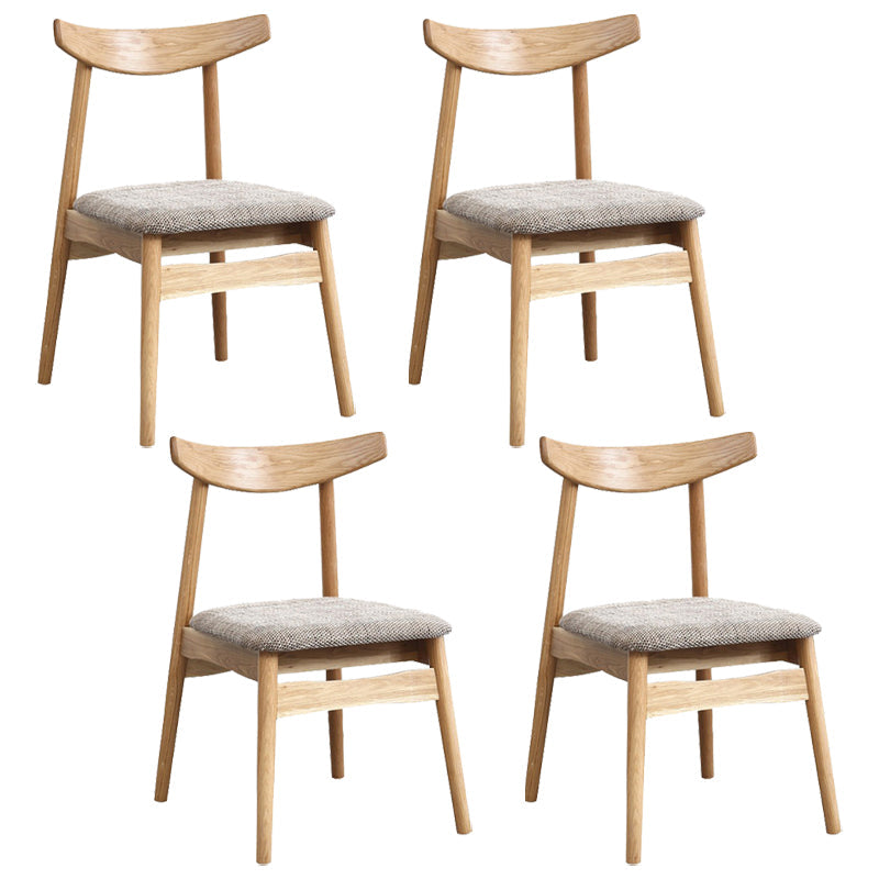 Scandinavian White Oak Open Side Chair Light Color Wood Dining Chair with Natural Legs Natural Wood Brown Set of 4 Clearhalo ' kitchen&dining_furn' 'Dining Chairs' 'Dining Tables & Seating' 'dining_chair' 'Furniture' 'furniture_dining_chair' 'Kitchen & Dining Furniture' 'kitchen' 3454439