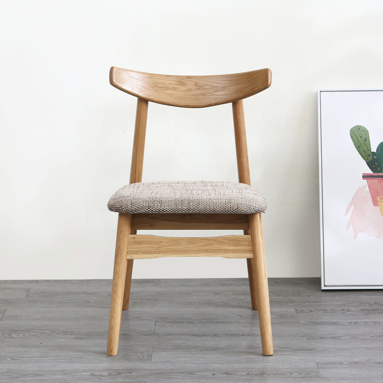 Scandinavian White Oak Open Side Chair Light Color Wood Dining Chair with Natural Legs Clearhalo ' kitchen&dining_furn' 'Dining Chairs' 'Dining Tables & Seating' 'dining_chair' 'Furniture' 'furniture_dining_chair' 'Kitchen & Dining Furniture' 'kitchen' 3454440