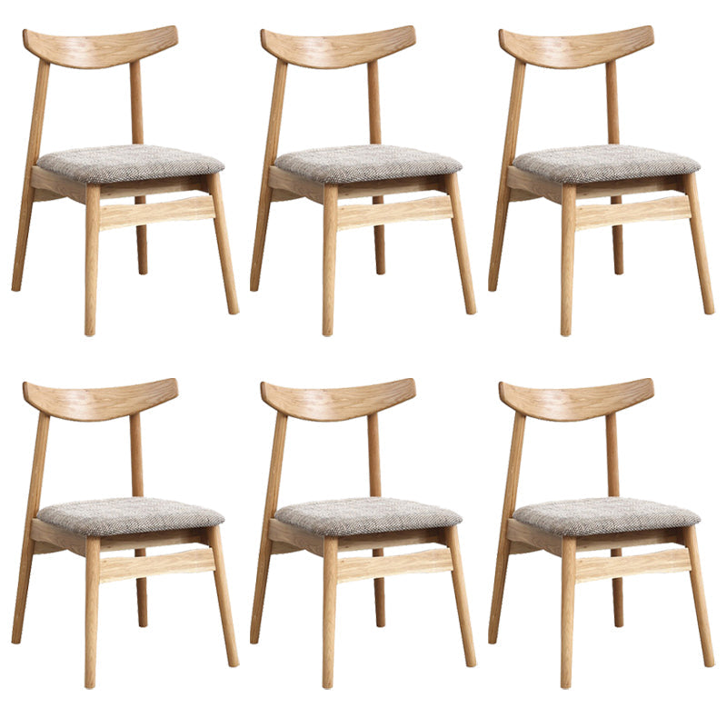 Scandinavian White Oak Open Side Chair Light Color Wood Dining Chair with Natural Legs Natural Wood Brown Set of 6 Clearhalo ' kitchen&dining_furn' 'Dining Chairs' 'Dining Tables & Seating' 'dining_chair' 'Furniture' 'furniture_dining_chair' 'Kitchen & Dining Furniture' 'kitchen' 3454441