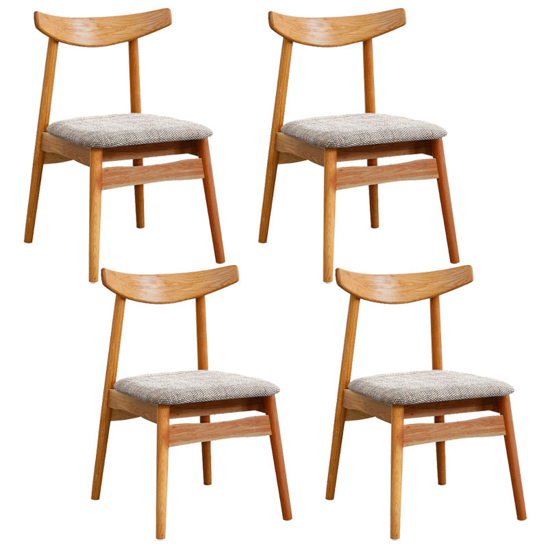 Scandinavian White Oak Open Side Chair Light Color Wood Dining Chair with Natural Legs Brown Brown Set of 4 Clearhalo ' kitchen&dining_furn' 'Dining Chairs' 'Dining Tables & Seating' 'dining_chair' 'Furniture' 'furniture_dining_chair' 'Kitchen & Dining Furniture' 'kitchen' 3454443