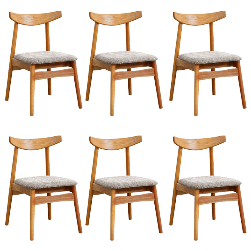 Scandinavian White Oak Open Side Chair Light Color Wood Dining Chair with Natural Legs Brown Brown Set of 6 Clearhalo ' kitchen&dining_furn' 'Dining Chairs' 'Dining Tables & Seating' 'dining_chair' 'Furniture' 'furniture_dining_chair' 'Kitchen & Dining Furniture' 'kitchen' 3454444