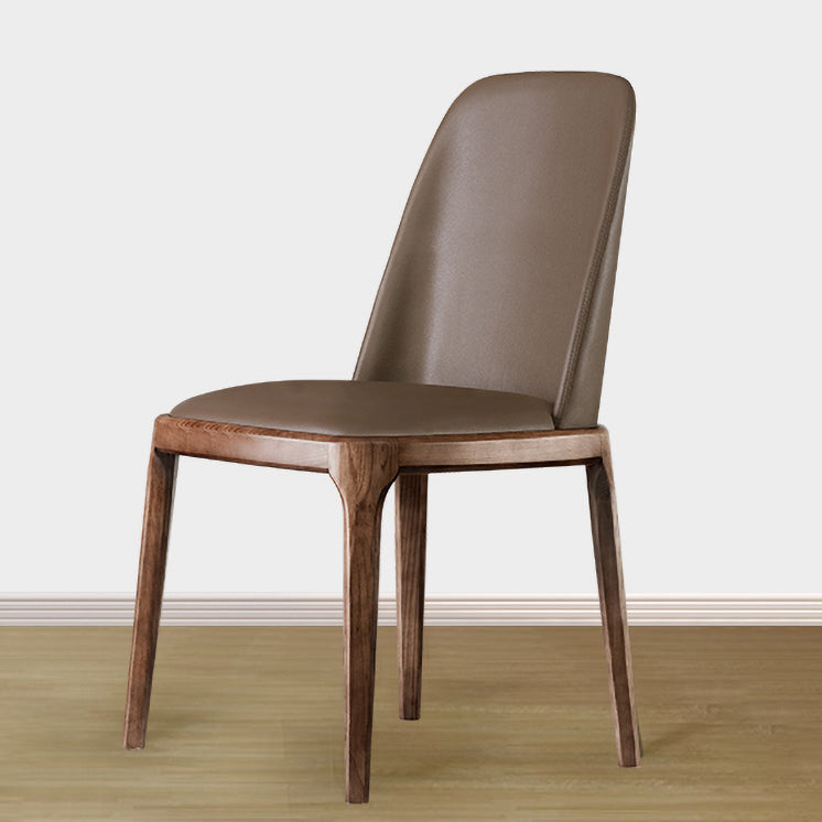 Contemporary Style Leather Chair Armless Parsons Chair with Wooden Legs for Restaurant Clearhalo ' kitchen&dining_furn' 'Dining Chairs' 'Dining Tables & Seating' 'dining_chair' 'Furniture' 'furniture_dining_chair' 'Kitchen & Dining Furniture' 'kitchen' 3454445