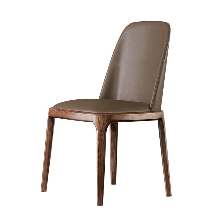 Contemporary Style Leather Chair Armless Parsons Chair with Wooden Legs for Restaurant Clearhalo ' kitchen&dining_furn' 'Dining Chairs' 'Dining Tables & Seating' 'dining_chair' 'Furniture' 'furniture_dining_chair' 'Kitchen & Dining Furniture' 'kitchen' 3454449
