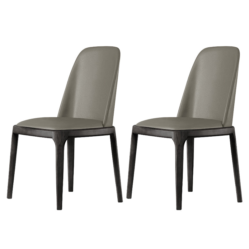 Contemporary Style Leather Chair Armless Parsons Chair with Wooden Legs for Restaurant Smoke Gray Black Set of 2 Clearhalo ' kitchen&dining_furn' 'Dining Chairs' 'Dining Tables & Seating' 'dining_chair' 'Furniture' 'furniture_dining_chair' 'Kitchen & Dining Furniture' 'kitchen' 3454458
