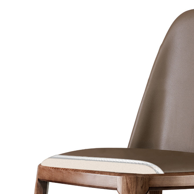 Contemporary Style Leather Chair Armless Parsons Chair with Wooden Legs for Restaurant Clearhalo ' kitchen&dining_furn' 'Dining Chairs' 'Dining Tables & Seating' 'dining_chair' 'Furniture' 'furniture_dining_chair' 'Kitchen & Dining Furniture' 'kitchen' 3454459