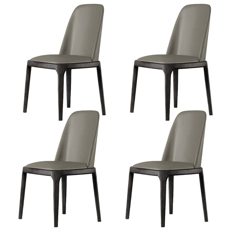 Contemporary Style Leather Chair Armless Parsons Chair with Wooden Legs for Restaurant Smoke Gray Black Set of 4 Clearhalo ' kitchen&dining_furn' 'Dining Chairs' 'Dining Tables & Seating' 'dining_chair' 'Furniture' 'furniture_dining_chair' 'Kitchen & Dining Furniture' 'kitchen' 3454460