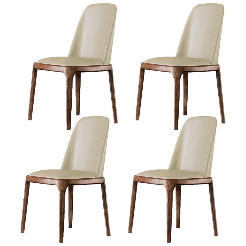 Contemporary Style Leather Chair Armless Parsons Chair with Wooden Legs for Restaurant Cream Gray Walnut Set of 4 Clearhalo ' kitchen&dining_furn' 'Dining Chairs' 'Dining Tables & Seating' 'dining_chair' 'Furniture' 'furniture_dining_chair' 'Kitchen & Dining Furniture' 'kitchen' 3454468