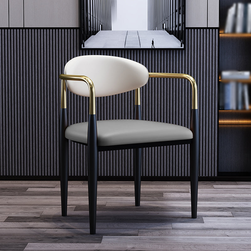Scandinavian Style Open Back Dining Chair Black Finish Metal Upholstered Side Chair for Home Use Clearhalo ' kitchen&dining_furn' 'Dining Chairs' 'Dining Tables & Seating' 'dining_chair' 'Furniture' 'furniture_dining_chair' 'Kitchen & Dining Furniture' 'kitchen' 3454470