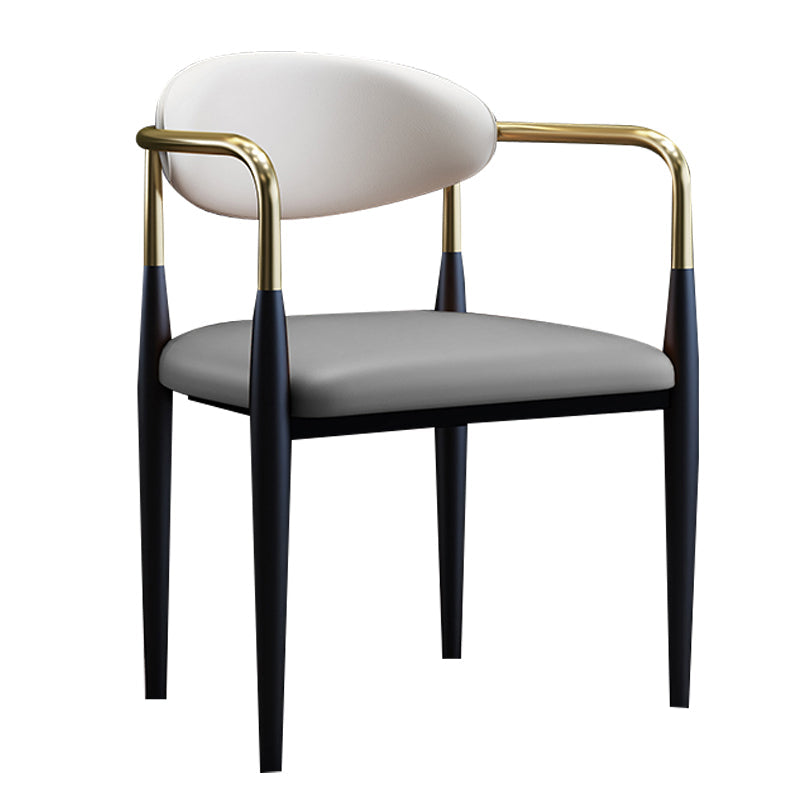 Scandinavian Style Open Back Dining Chair Black Finish Metal Upholstered Side Chair for Home Use Clearhalo ' kitchen&dining_furn' 'Dining Chairs' 'Dining Tables & Seating' 'dining_chair' 'Furniture' 'furniture_dining_chair' 'Kitchen & Dining Furniture' 'kitchen' 3454471_5b0b0096-bcc4-434c-bd0d-0f4d8ae685fc
