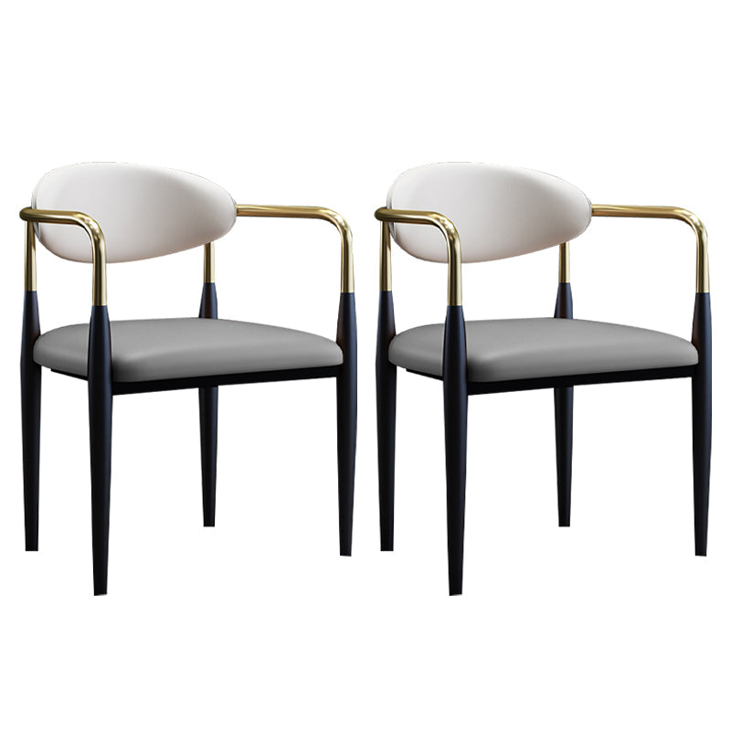 Scandinavian Style Open Back Dining Chair Black Finish Metal Upholstered Side Chair for Home Use Grey Set of 2 Clearhalo ' kitchen&dining_furn' 'Dining Chairs' 'Dining Tables & Seating' 'dining_chair' 'Furniture' 'furniture_dining_chair' 'Kitchen & Dining Furniture' 'kitchen' 3454472