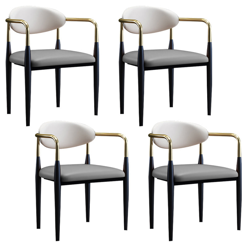 Scandinavian Style Open Back Dining Chair Black Finish Metal Upholstered Side Chair for Home Use Grey Set of 4 Clearhalo ' kitchen&dining_furn' 'Dining Chairs' 'Dining Tables & Seating' 'dining_chair' 'Furniture' 'furniture_dining_chair' 'Kitchen & Dining Furniture' 'kitchen' 3454475