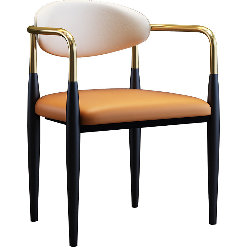 Scandinavian Style Open Back Dining Chair Black Finish Metal Upholstered Side Chair for Home Use Clearhalo ' kitchen&dining_furn' 'Dining Chairs' 'Dining Tables & Seating' 'dining_chair' 'Furniture' 'furniture_dining_chair' 'Kitchen & Dining Furniture' 'kitchen' 3454478