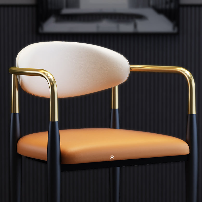 Scandinavian Style Open Back Dining Chair Black Finish Metal Upholstered Side Chair for Home Use Clearhalo ' kitchen&dining_furn' 'Dining Chairs' 'Dining Tables & Seating' 'dining_chair' 'Furniture' 'furniture_dining_chair' 'Kitchen & Dining Furniture' 'kitchen' 3454482