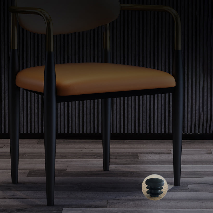 Scandinavian Style Open Back Dining Chair Black Finish Metal Upholstered Side Chair for Home Use Clearhalo ' kitchen&dining_furn' 'Dining Chairs' 'Dining Tables & Seating' 'dining_chair' 'Furniture' 'furniture_dining_chair' 'Kitchen & Dining Furniture' 'kitchen' 3454484