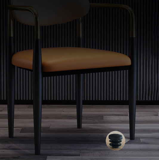 Scandinavian Style Open Back Dining Chair Black Finish Metal Upholstered Side Chair for Home Use Clearhalo ' kitchen&dining_furn' 'Dining Chairs' 'Dining Tables & Seating' 'dining_chair' 'Furniture' 'furniture_dining_chair' 'Kitchen & Dining Furniture' 'kitchen' 3454484