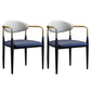 Scandinavian Style Open Back Dining Chair Black Finish Metal Upholstered Side Chair for Home Use Blue Set of 2 Clearhalo ' kitchen&dining_furn' 'Dining Chairs' 'Dining Tables & Seating' 'dining_chair' 'Furniture' 'furniture_dining_chair' 'Kitchen & Dining Furniture' 'kitchen' 3454490