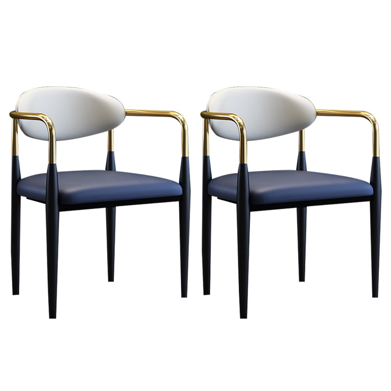 Scandinavian Style Open Back Dining Chair Black Finish Metal Upholstered Side Chair for Home Use Blue Set of 2 Clearhalo ' kitchen&dining_furn' 'Dining Chairs' 'Dining Tables & Seating' 'dining_chair' 'Furniture' 'furniture_dining_chair' 'Kitchen & Dining Furniture' 'kitchen' 3454490