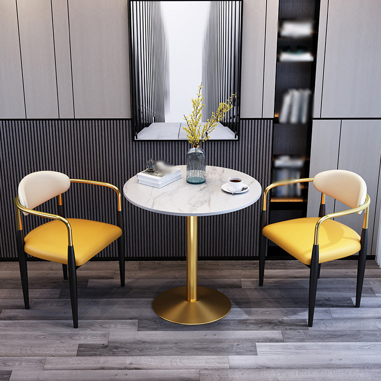 Scandinavian Style Open Back Dining Chair Black Finish Metal Upholstered Side Chair for Home Use Clearhalo ' kitchen&dining_furn' 'Dining Chairs' 'Dining Tables & Seating' 'dining_chair' 'Furniture' 'furniture_dining_chair' 'Kitchen & Dining Furniture' 'kitchen' 3454491