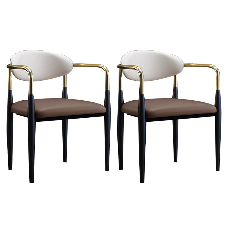 Scandinavian Style Open Back Dining Chair Black Finish Metal Upholstered Side Chair for Home Use Coffee Set of 2 Clearhalo ' kitchen&dining_furn' 'Dining Chairs' 'Dining Tables & Seating' 'dining_chair' 'Furniture' 'furniture_dining_chair' 'Kitchen & Dining Furniture' 'kitchen' 3454498