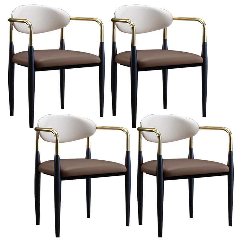 Scandinavian Style Open Back Dining Chair Black Finish Metal Upholstered Side Chair for Home Use Coffee Set of 4 Clearhalo ' kitchen&dining_furn' 'Dining Chairs' 'Dining Tables & Seating' 'dining_chair' 'Furniture' 'furniture_dining_chair' 'Kitchen & Dining Furniture' 'kitchen' 3454499