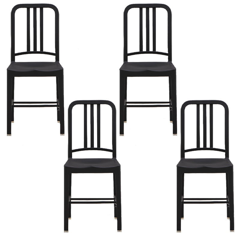 Contemporary Dining Plastic Side Armless Chair Open Back Dining Chair for Indoor Black Set of 4 Clearhalo ' kitchen&dining_furn' 'Dining Chairs' 'Dining Tables & Seating' 'dining_chair' 'Furniture' 'furniture_dining_chair' 'Kitchen & Dining Furniture' 'kitchen' 3454503